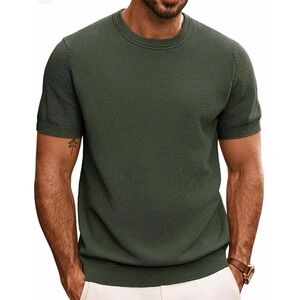 NWT‎ PJ Paul Jones Knit Sweater Mens XL Olive Green Textured Crew Resort Luxe